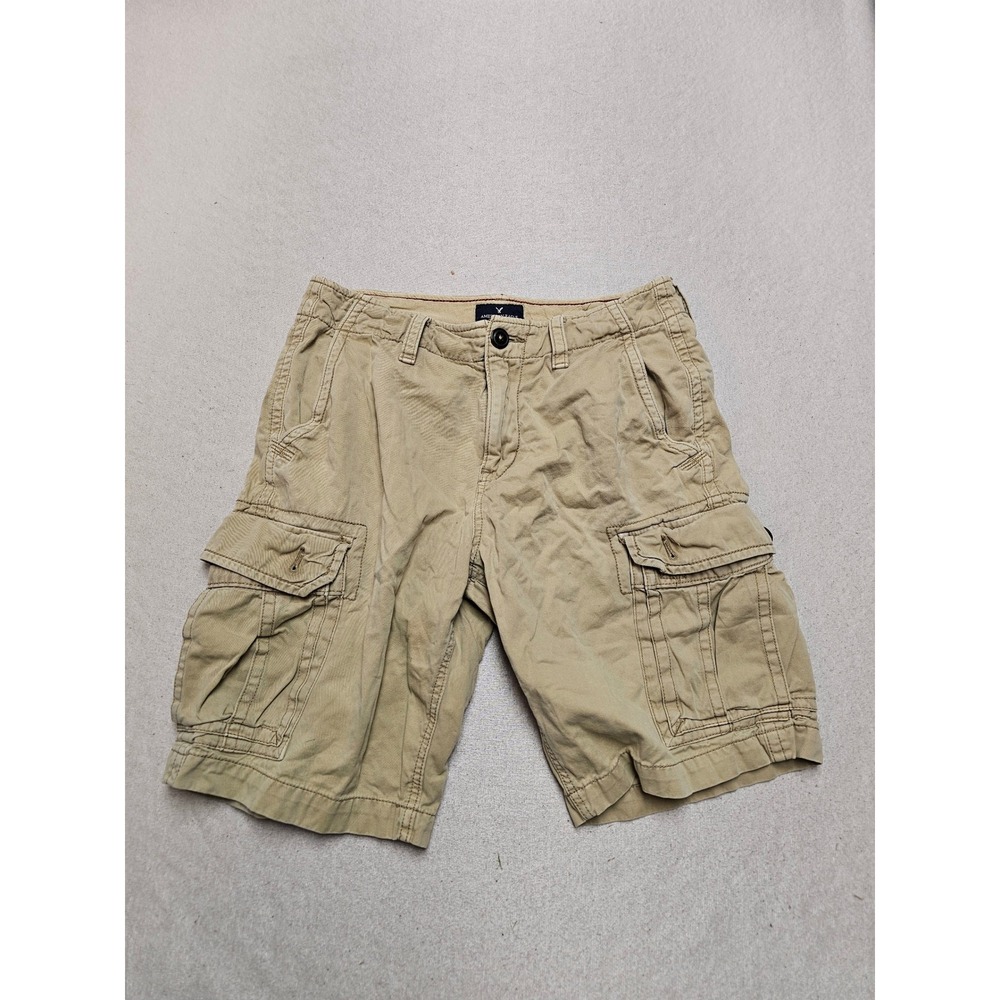American Eagle Outfitters Mens 30 Classic Cargo Shorts Khaki Tan Cotton 062